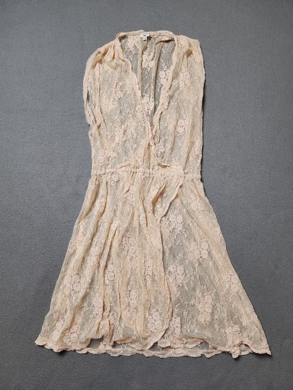 Aritzia Sheer Lace Mini Dress in Blush/Cream Wilfred For Layering